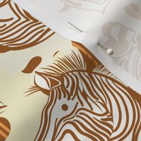 L|Cheerful brown Zebras in Vivid pink white abstract shapes: Playful Animal Design