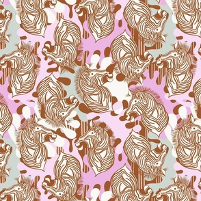 L|Cheerful Zebras in soft pastel pinks green  abstract shapes: Playful Animal Design