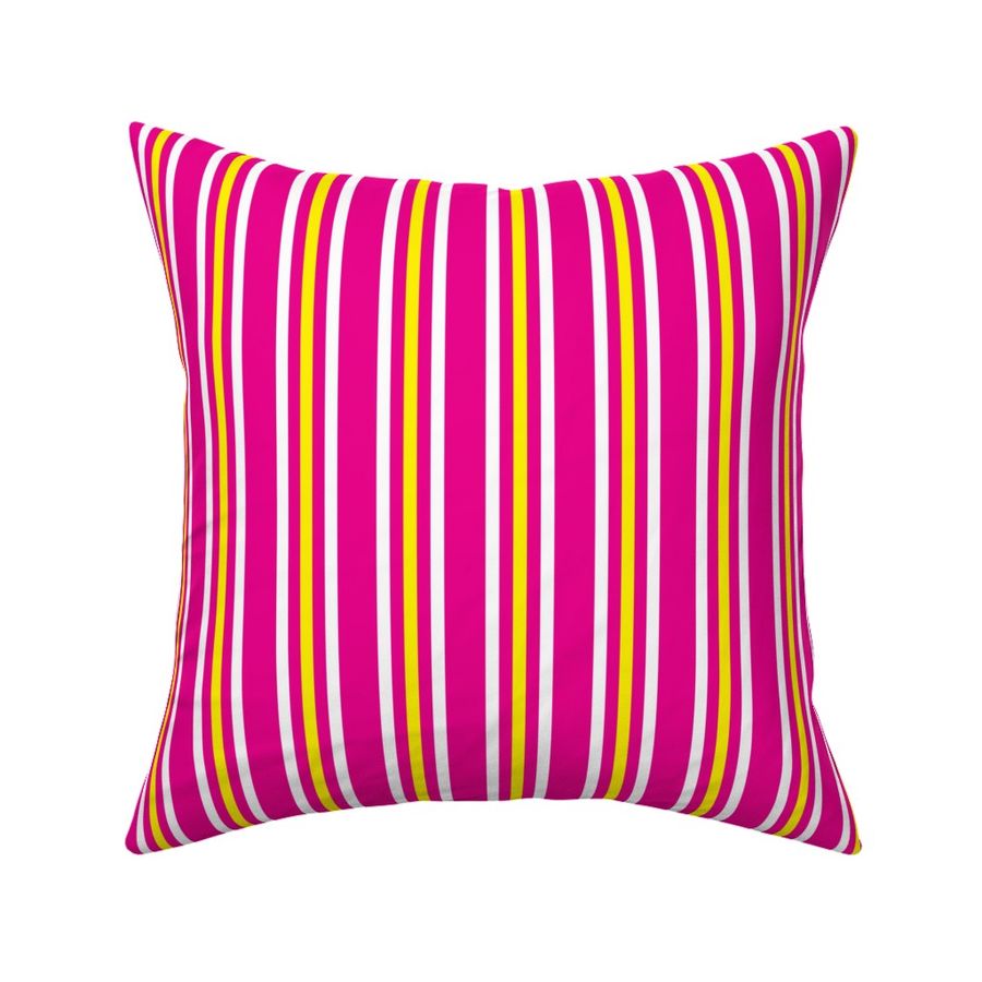 Triple Stripes - Fuchsia Yellow White