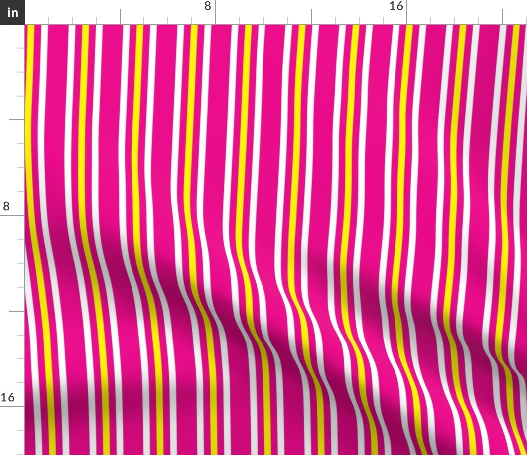 Triple Stripes - Fuchsia Yellow White