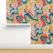 Dancing Colors- Party Time- Rainbow Groovy Abstract- Bold Bright Retro- Large Scale