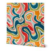 Dancing Colors- Party Time- Rainbow Groovy Abstract- Bold Bright Retro- Large Scale