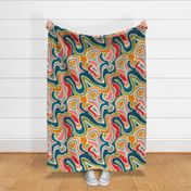 Dancing Colors- Party Time- Rainbow Groovy Abstract- Bold Bright Retro- Large Scale