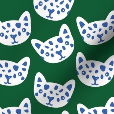 Vintage cheetah cats - Kids retro style nineties screen printed animals blue green