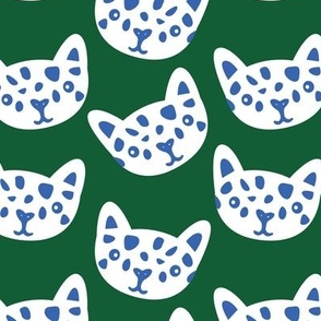 Vintage cheetah cats - Kids retro style nineties screen printed animals blue green