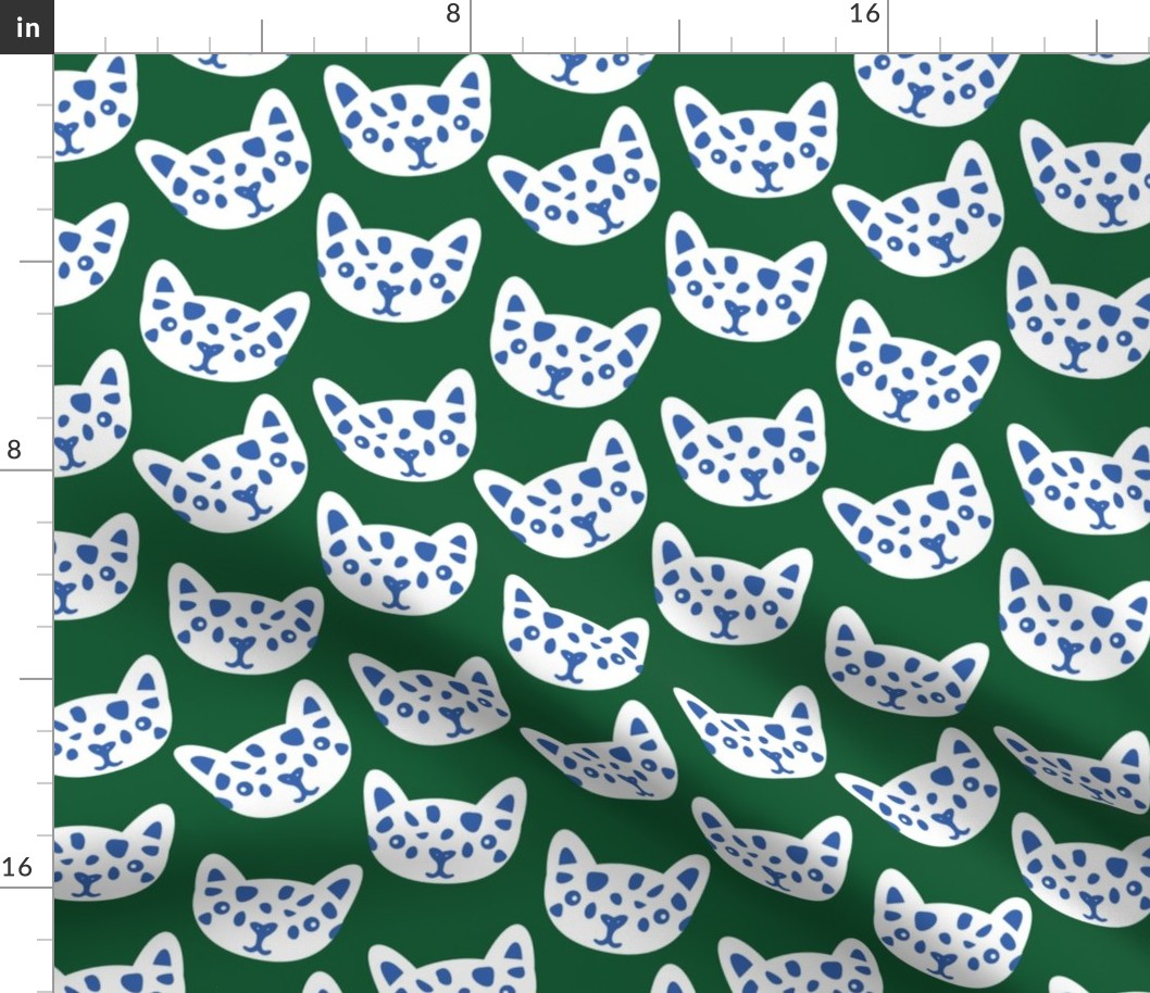 Vintage cheetah cats - Kids retro style nineties screen printed animals blue green