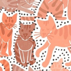 Adorable Cat Illustration Crowded Pattern Monochromatic– Medium scale