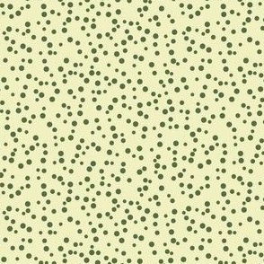 Classic dots | scattered dots | polka dots – sage green with vanilla yellow background – Small (S) Scale – fits the Ice Cream Neighborhood Collection, indulgent, sweet, playful, nostalgic, quilting, summer