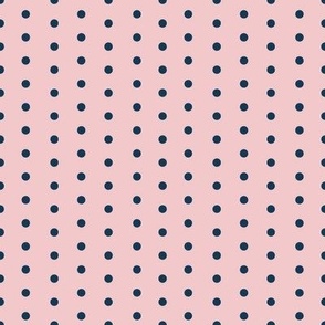 Classic dots | polka dots – dark blue with pink background – Small (S) Scale – fits the Ice Cream Neighborhood Collection, indulgent, sweet, playful, nostalgic, quilting, summer