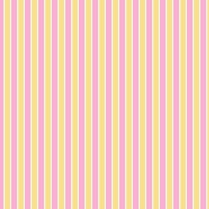 Extra Small - Thick Thin Stripe - Pink, yellow and white - pink and yellow stripe - Classic french stripes scandi stripes upholstery stripe pinstripe pin stripe beach stripe pool stripe