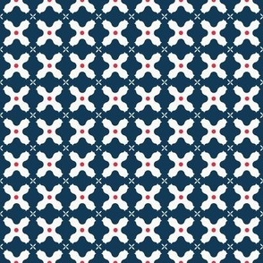 Geometric architectural shapes with dots – dark blue cream red – Small (S) Scale – fits the Ice Cream Neighborhood Collection, indulgent, sweet, playful, modern, quilting, summer