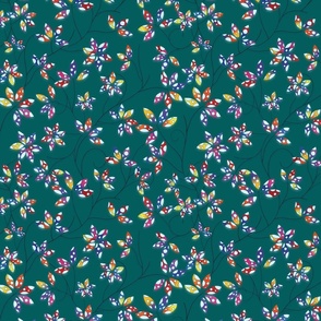 Exotic Vines Teal Background