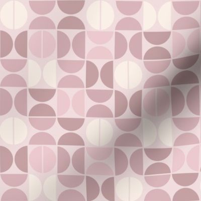 S MID CENTURY MODERN MAUVE PINK ROSE WHITE 0073 B mid mod geometric abstract circle