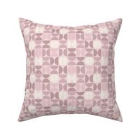 S MID CENTURY MODERN MAUVE PINK ROSE WHITE 0073 B mid mod geometric abstract circle