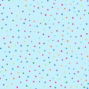 Ditsy Dots - Colorful Confetti Shapes on Light Water Blue No.001 / Large