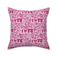 Bigger Scale I Love TS Hearts Stars and Music Notes in Pink