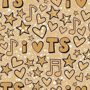 Bigger Scale I Love TS Hearts Stars and Music Notes in Honey Gold