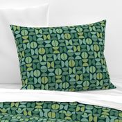 M MID MOD 0073 G green mid mod modern geometric circle abstract mint