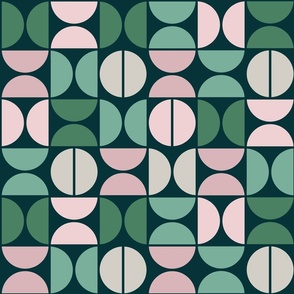 L MID CENTURY MODERN GREEN PINK GRAY 0073 H geometric abstract mid mod circle mod
