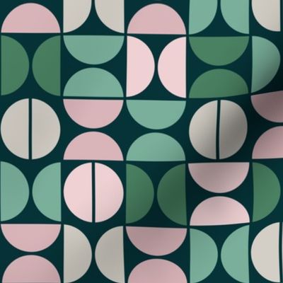 M MID MOD 0073 H abstract circle gray mid mod green geometric modern pink