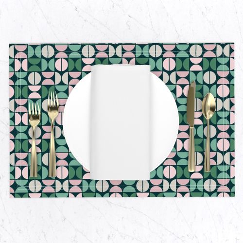 S GREEN PINK GRAY 0073 H geometric abstract mid mod modern circle mod