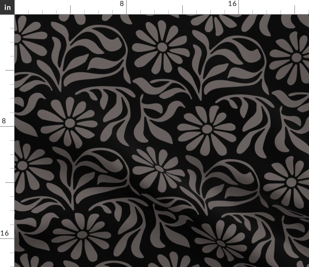 Dancing floral_ vines_ black_ grey_ modern