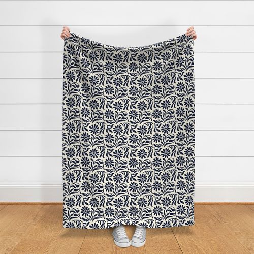 Dancing floral_ vines_ navy_ modern