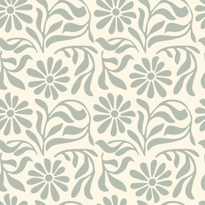 Dancing floral_ vines_ Sage green_ modern