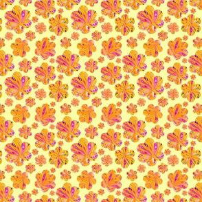 Tiny Flower Power Retro on Yellow