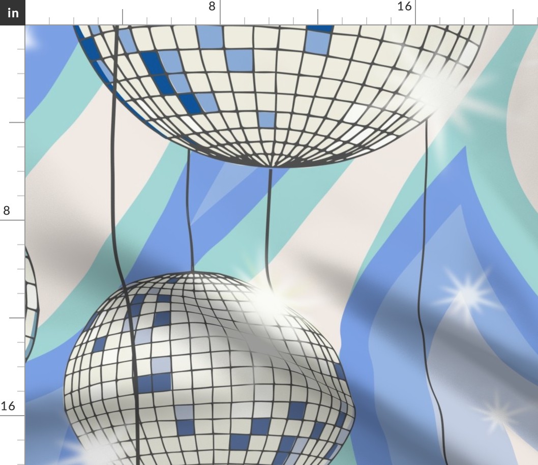 Groovy Party disco ball blue - L