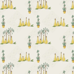 Limoncello bottles, palm trees and tiles