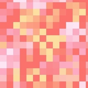 Cotton Candy Summer Pixel Mosaic - Peony Pink/Zesty Coral/Mint - 15 inch