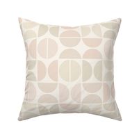 L MID CENTURY MODERN BEIGE PINK ROSE 0073 K abstract geometric mid mod circle mod brown white