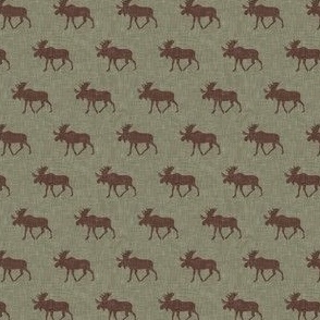 (micro print) moose on brown/sage C24