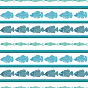 Block Print Fish and Stripes - Small