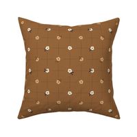 (S) Japandi scandinavian regular floral grid - honey brown