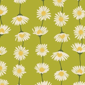 (L) Daisy Chain - sweet summer daisies stripe - apple green