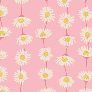 (L) Daisy Chain - sweet summer daisies stripe - pale pink