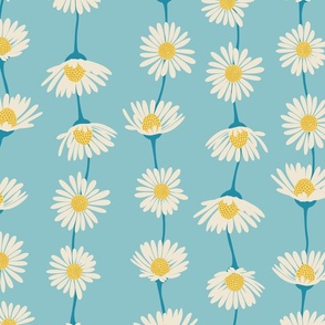 (L) Daisy Chain - sweet summer daisies stripe - pale blue
