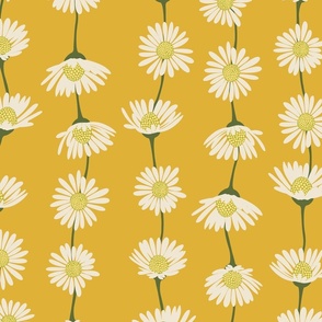 (L) Daisy Chain - sweet summer daisies stripe - sunny yellow