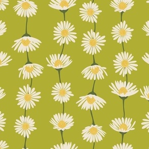 (M) Daisy Chain - sweet summer daisies stripe - apple green