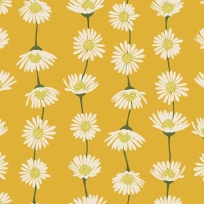 (M) Daisy Chain - sweet summer daisies stripe - sunny yellow