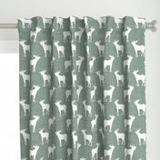 Bigger Moose Silhouettes on Pine Green Crosshatch