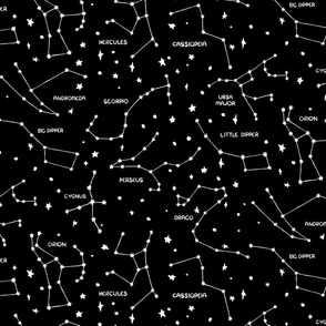 Constellations - Night Sky + Stars - Black & White