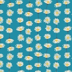 (S) Daisy Chain - sweet summer daisies stripe - jewel blue