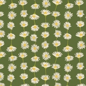 (S) Daisy Chain - sweet summer daisies stripe - grass green