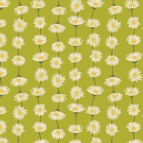(S) Daisy Chain - sweet summer daisies stripe - apple green