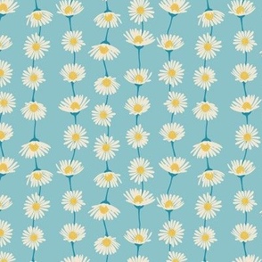 (S) Daisy Chain - sweet summer daisies stripe - pale blue