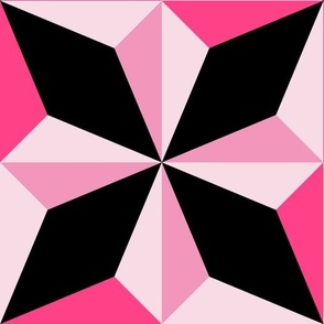 Soft Pink and Black Mid Century Tile Star | Large