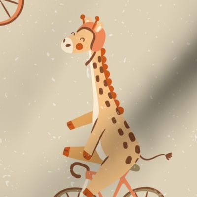 Funny Giraffe Cyclist - seamless pattern  bikes - green